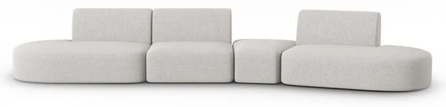 Jasnoszara sofa z tkaniny szenilowej prawostronna 428 cm Paolo – Milo Casa