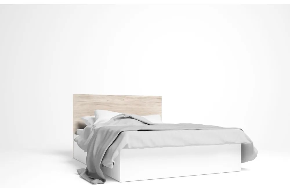 Białe łóżko dwuosobowe ze schowkiem i stelażem 160x200 cm Sahara – Marckeric