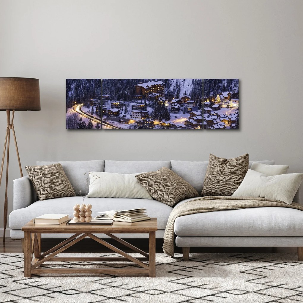 Obraz - górskie zimowe miasteczko (170x50 cm)