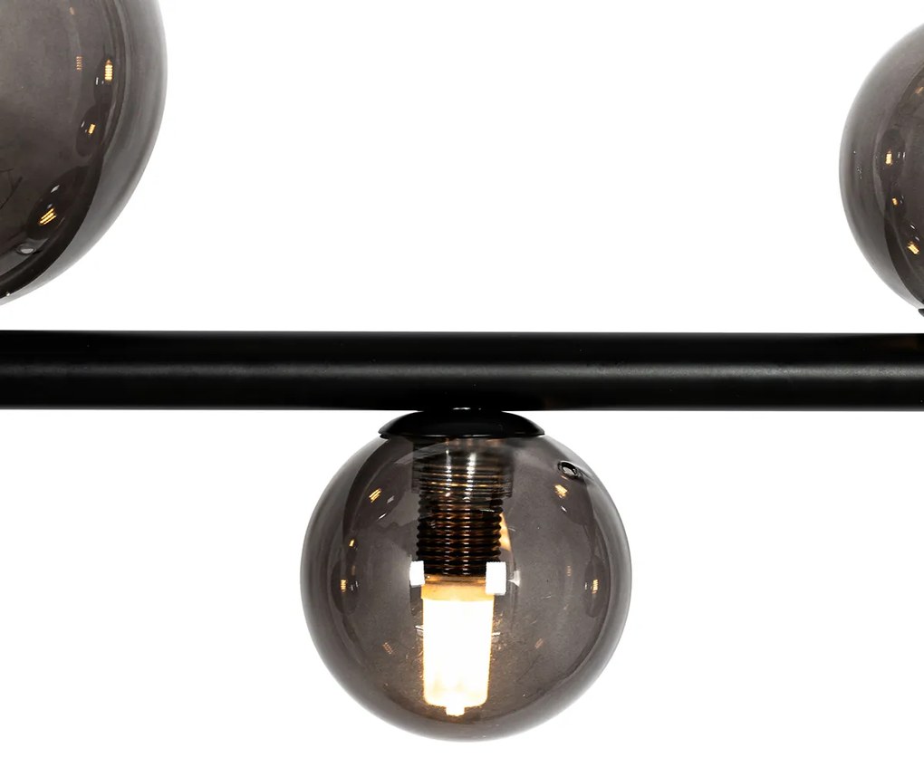 Czarna lampa wisząca z przydymionym szkłem prostokątnym 8-świateł - MonacoDesignerski Oswietlenie wewnetrzne