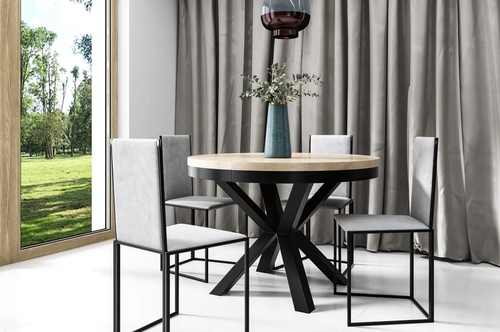 Okrągły stół rozkładany industrialny Narvic 100-176 cm
