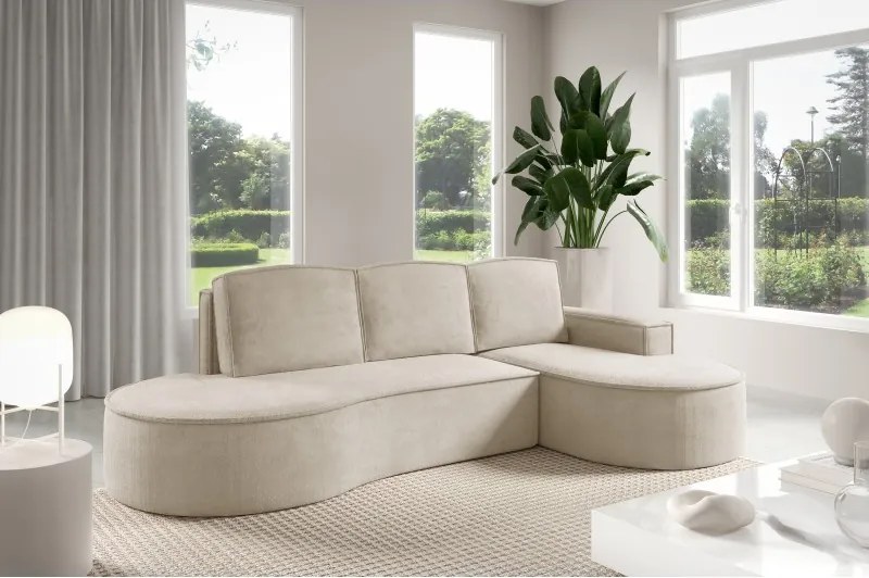 Narożnik MOLLY Prawostronny z funkcją spania, wolnostojący tkanina CURIO 09 Beżowy