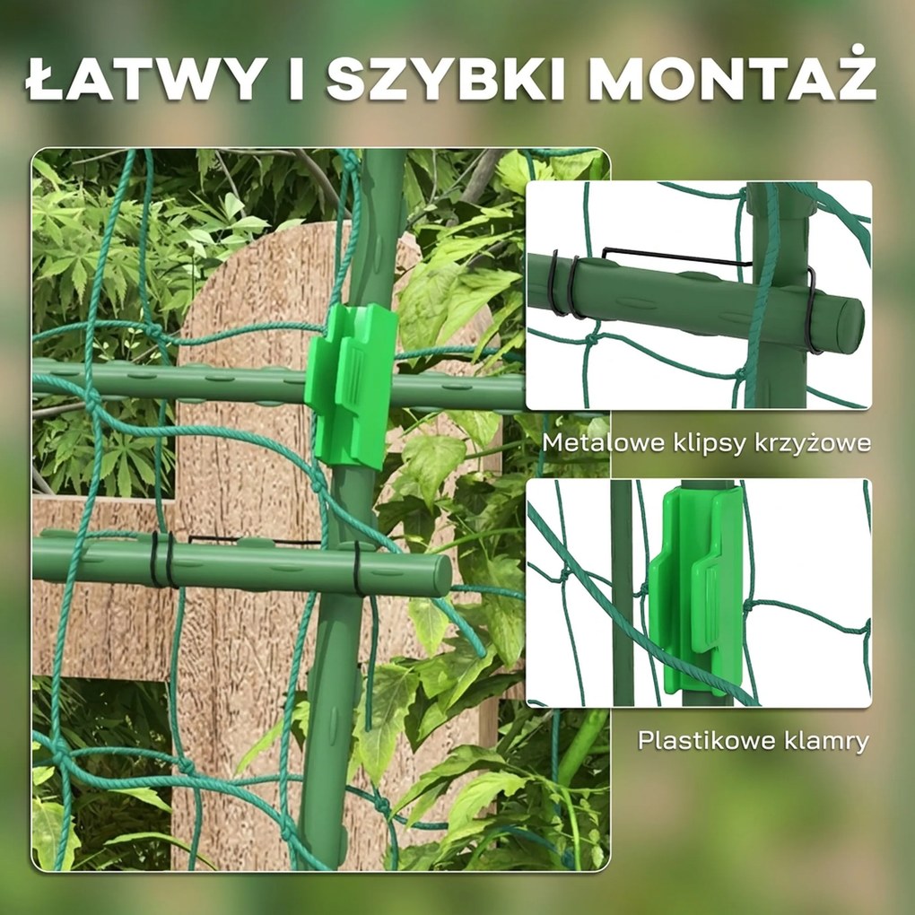 Outsunny Trellis, Podpora dla roślin pnących, Regulowane szpaler, Siatka roślinna, Konstrukcja roślinna do ogrodu, balkonu, stal, zielony, 144 x 167 x 206 cm
