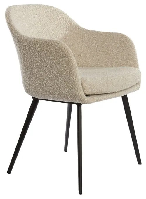 Kremowy tapicerowany fotel jadalniany z podłokietnikami Leone – Light &amp; Living