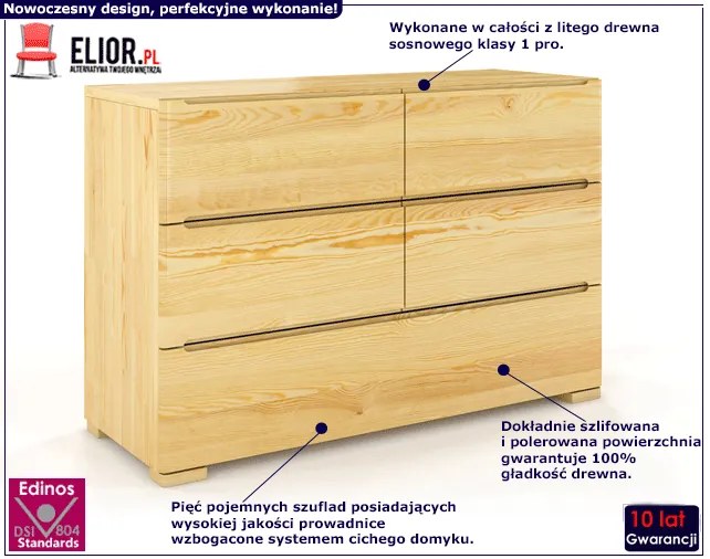 Komoda drewniana 5 szuflad Ventos 4S - Manus