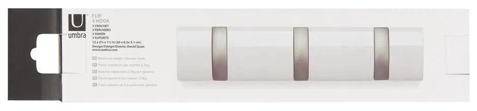 Biały wieszak ścienny z drewna topolowego Flip – Umbra