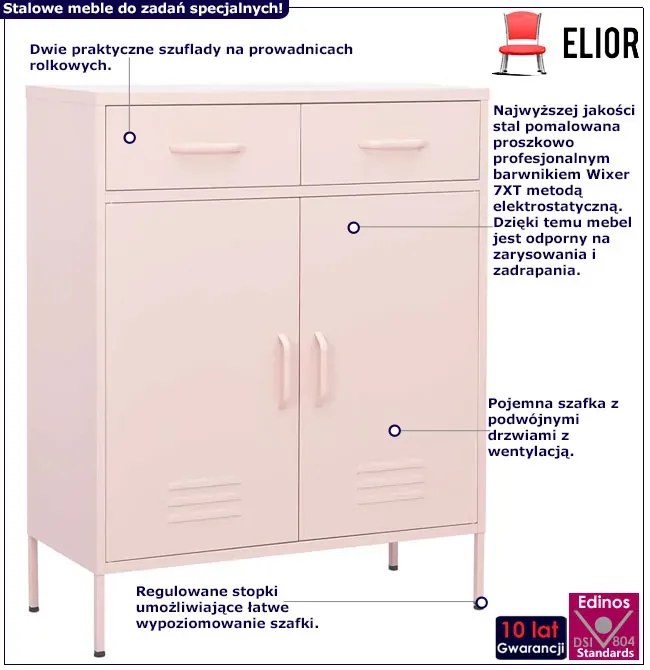 Różowa szafka wielofunkcyjna z 2 szufladami - Dova 3X