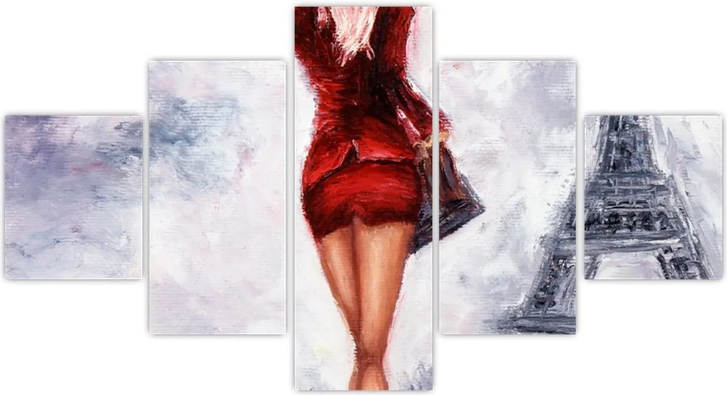 Obraz - Kobieta i wieża Eiffla (125x70 cm)