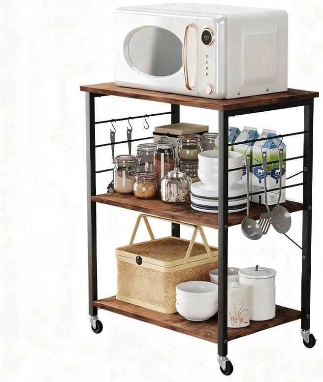 Szafka mobilna na kółkach brązowa stolik śniadaniowy wózek kuchenny 60cm