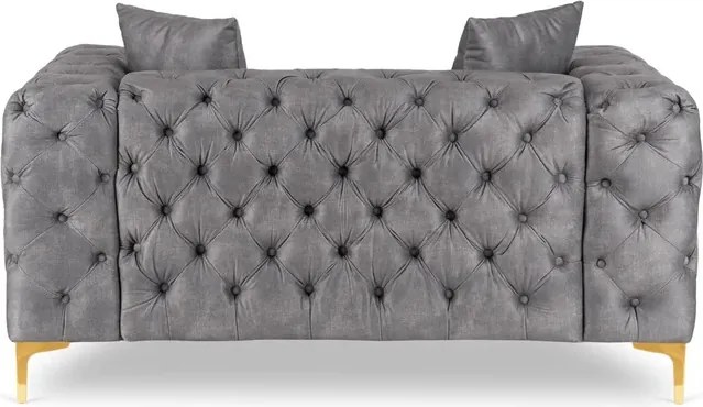 Sofa SORRENTO 2S Dwuosobowa Szara Welurowa Glamour