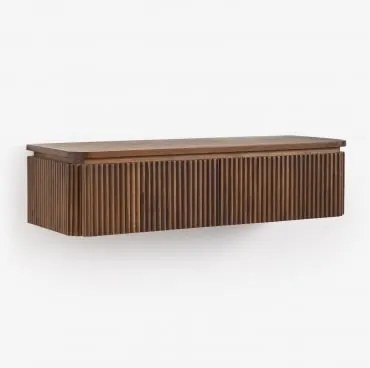 Konsola Ścienna Do Przedpokoju 80x30 Cm Z Drewna Akacjowego Biljandi Ciemny Akacjowy Brąz - Sklum