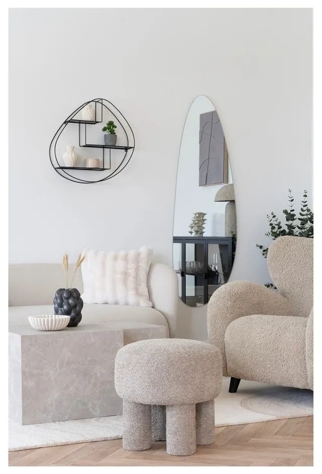 Jasnoszary puf z materiału bouclé Perth – House Nordic