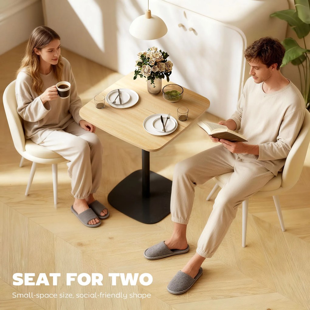 HOMCOM Mały stół jadalny, 60 cm, kwadratowy, blat z MDF, stalowa podstawa, do salonu, jadalni, kuchni, drewno naturalne+czarny | Aosom PL