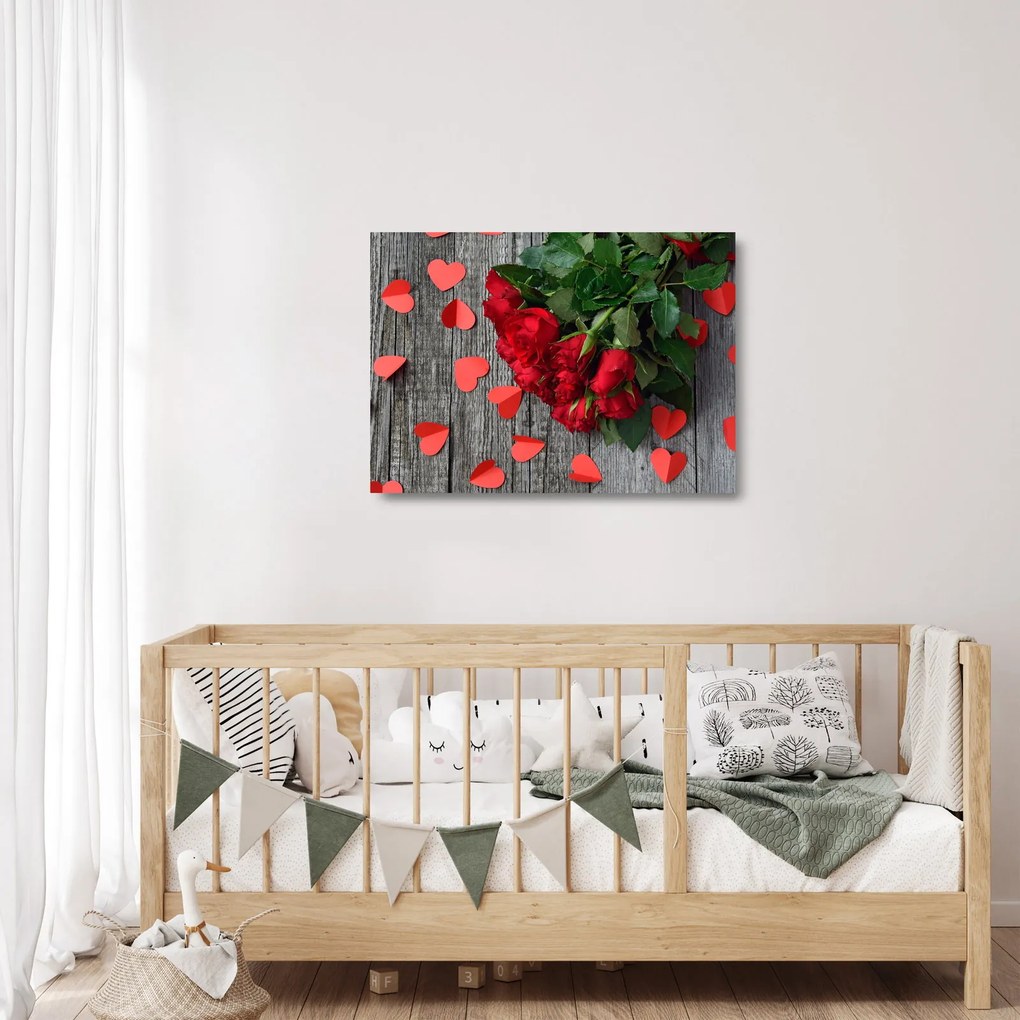 Obraz na szkle - bukiet róż (70x50 cm)