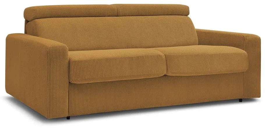 Musztardowa sztruksowa rozkładana sofa 195 cm Monaco – Bobochic Paris