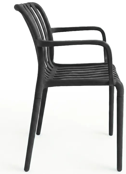 Plastikowe krzesło TREGO z podłokietnikami, antracytowe