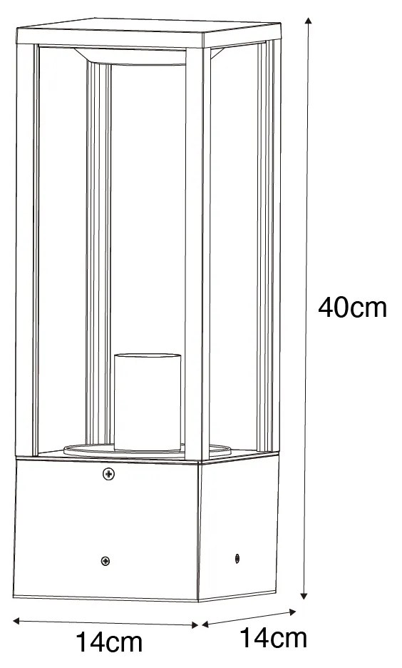 Zewnetrzna Stojąca lampa ogrodowa czarna z żebrowanym szkłem 40 cm IP44 - Charlois Nowoczesny Oswietlenie zewnetrzne
