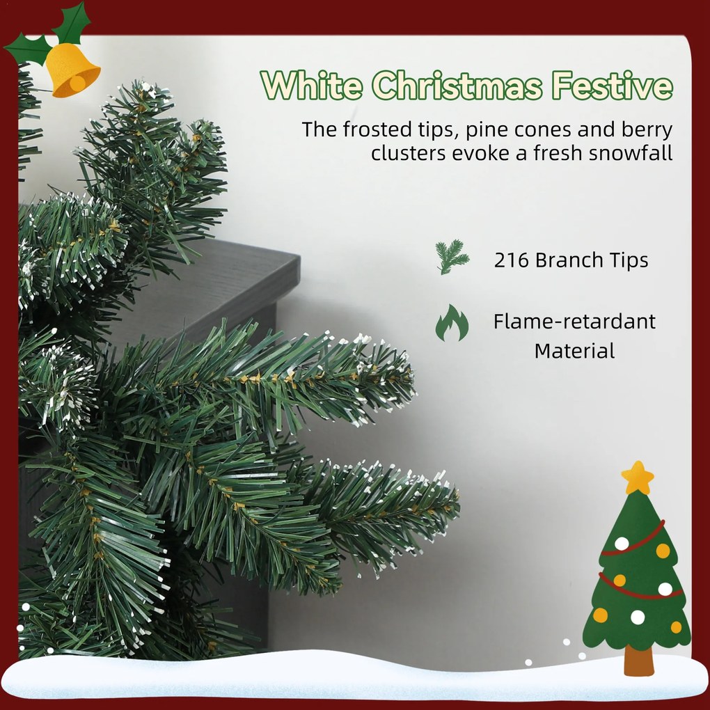 HOMCOM 2,7 m sztuczna girlanda świąteczna dekoracja z 216 zakończeniami, na schody i kominek, zielona | Aosom PL