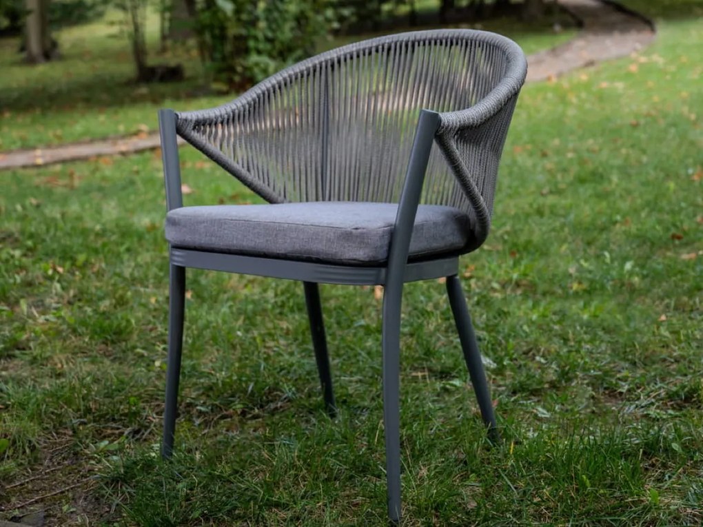 Aluminiowe krzesło BREVE z plecionej liny
