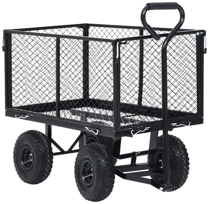 Czarny wózek ogrodowy na pneumatycznych kołach B1-D31