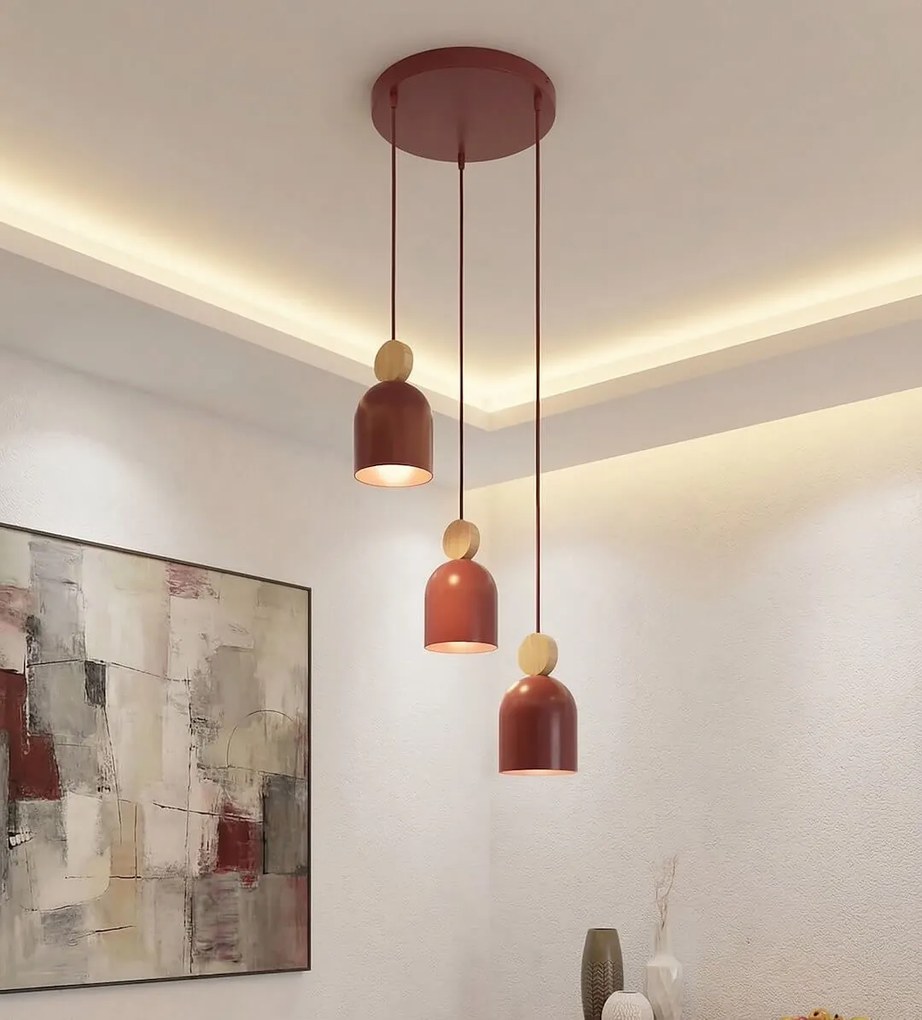 Mesi 3 Burgund – lampa wisząca 3-punktowa nad stół i wyspę kuchenną