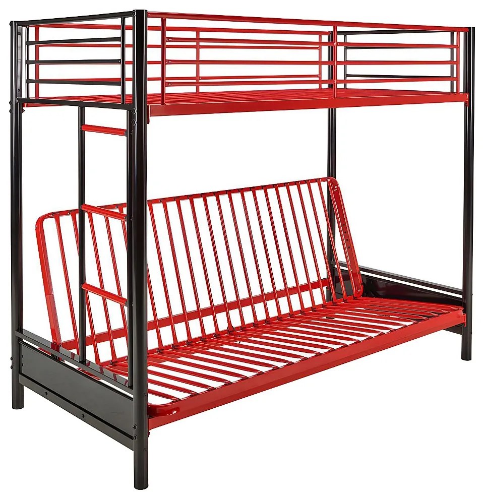 Łóżko antresola MODULO IV - 90 × 190 cm - Czarny i czerwony