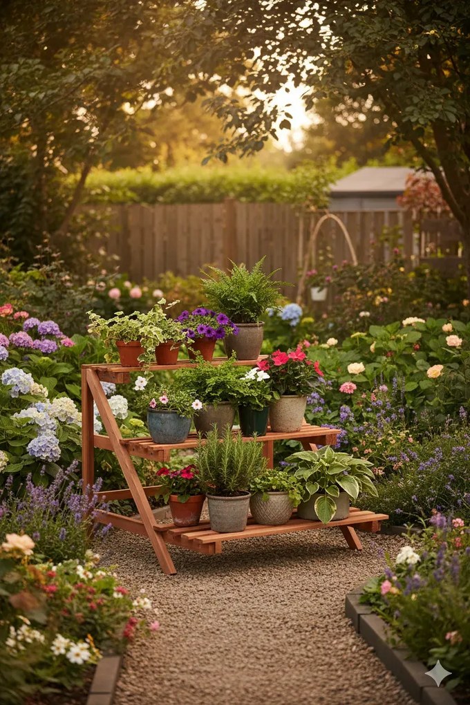 Regał na kwiaty z drewna cedrowego H1-D48