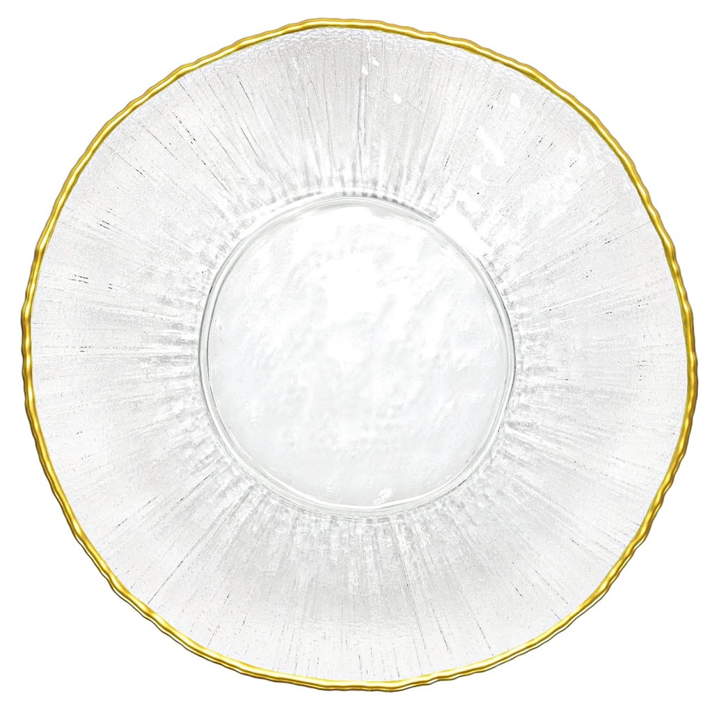 Szklany talerz deserowy ze złotą obwódką DATURA, 21 cm