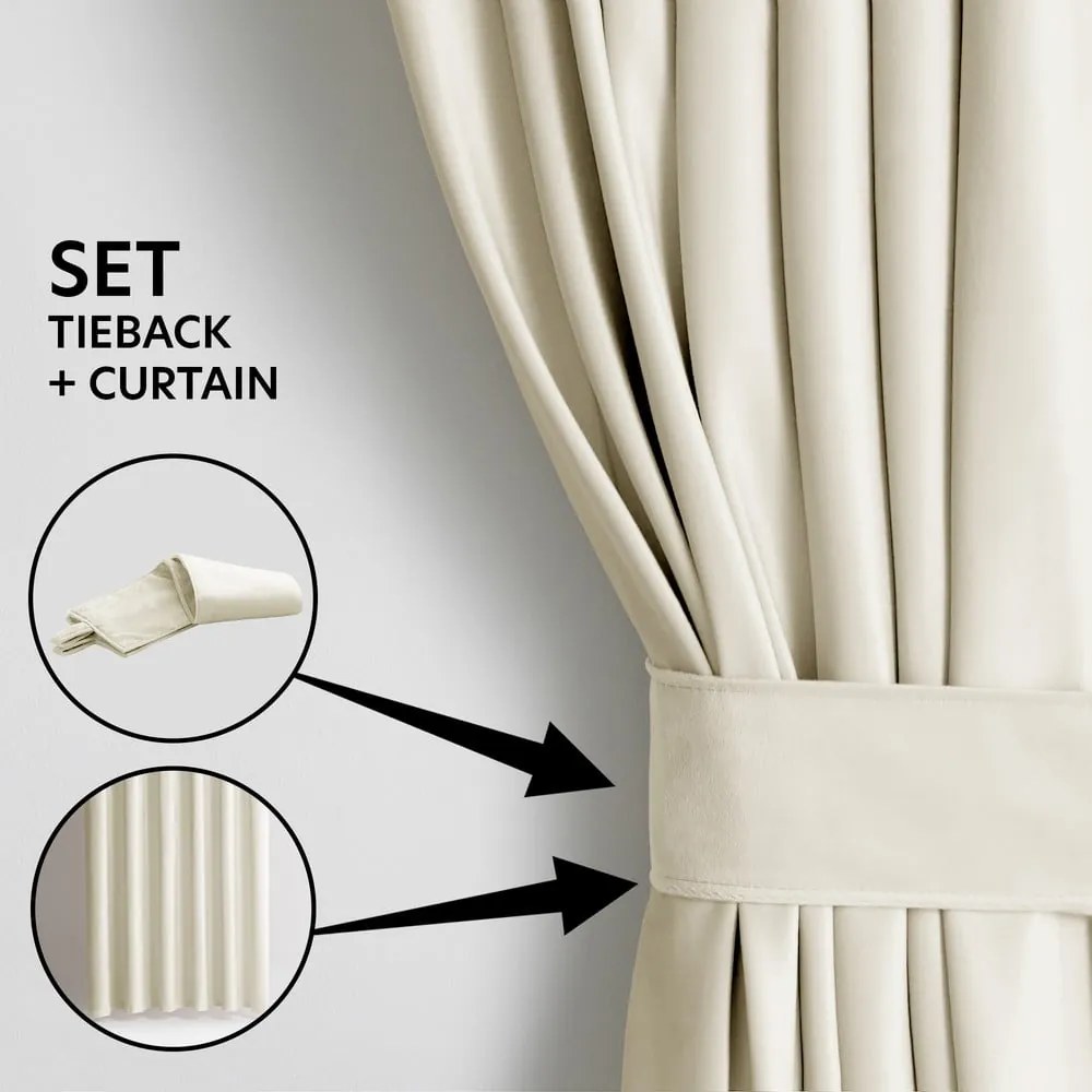 Kremowa aksamitna zasłona częściowo zaciemniająca (dimout) 140x270 cm Eyelets – Restilo
