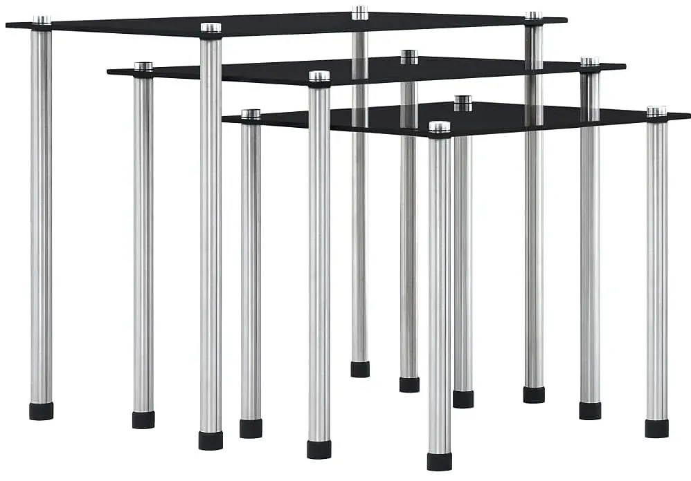 Zestaw 3 szklanych stolików wsuwanych pod siebie D4-A99