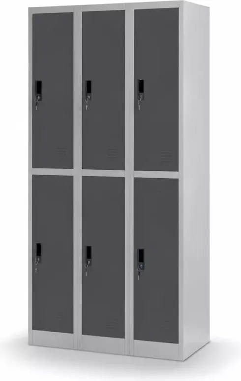 Szafa socjalna bhp z 6 schowkami i drążkami na ubrania