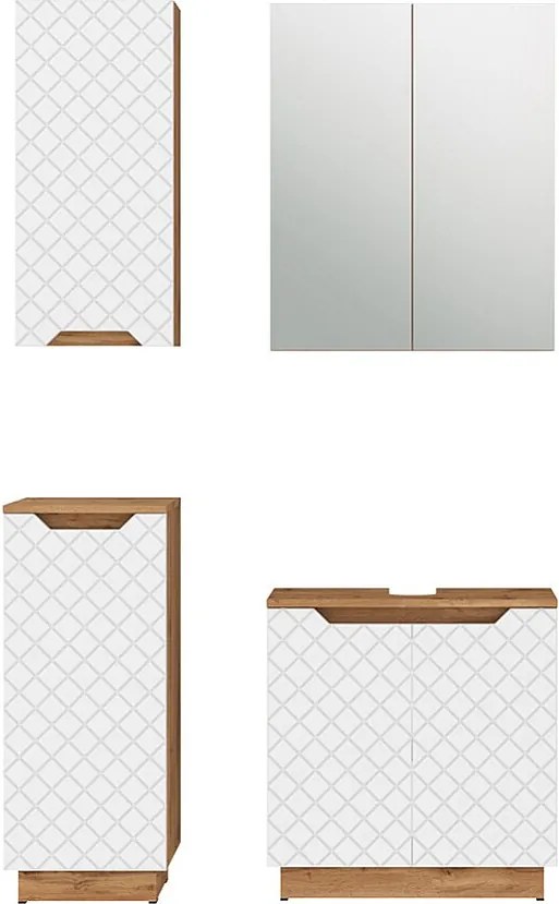 Zestaw mebli łazienkowych dąb/białe paski 59.8x32x62.1 lotta
