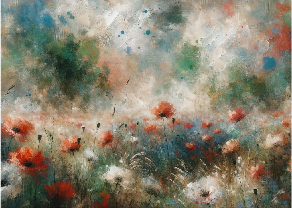 Obraz – Abstrakcja pola z makami (70x50 cm)