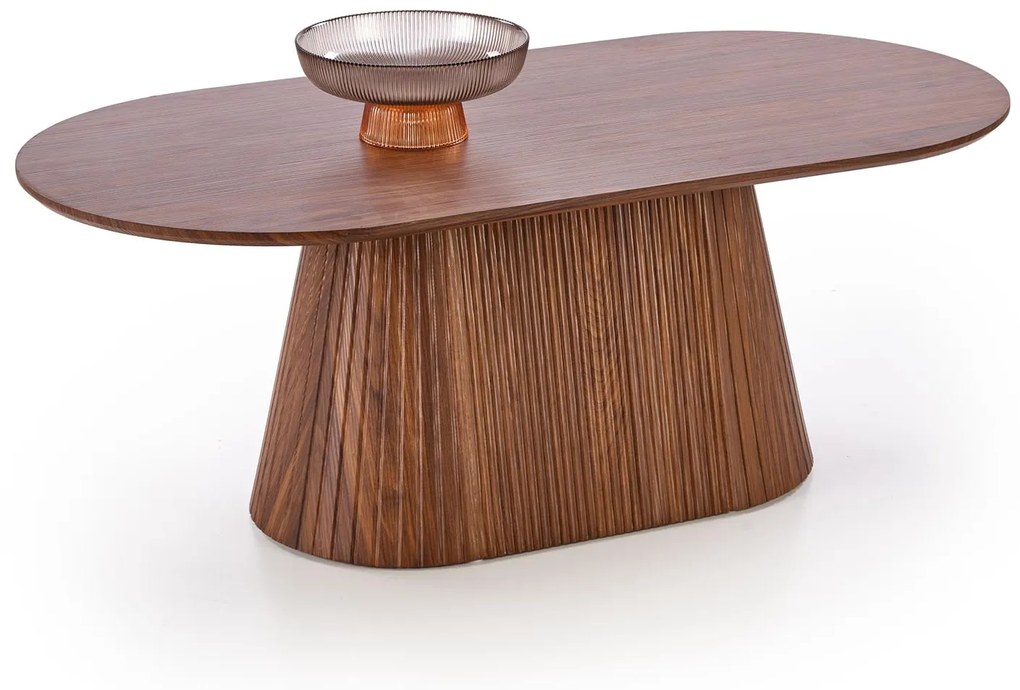 Ława do salonu owalna, orzech MDF 120/60/46 cm GISELA