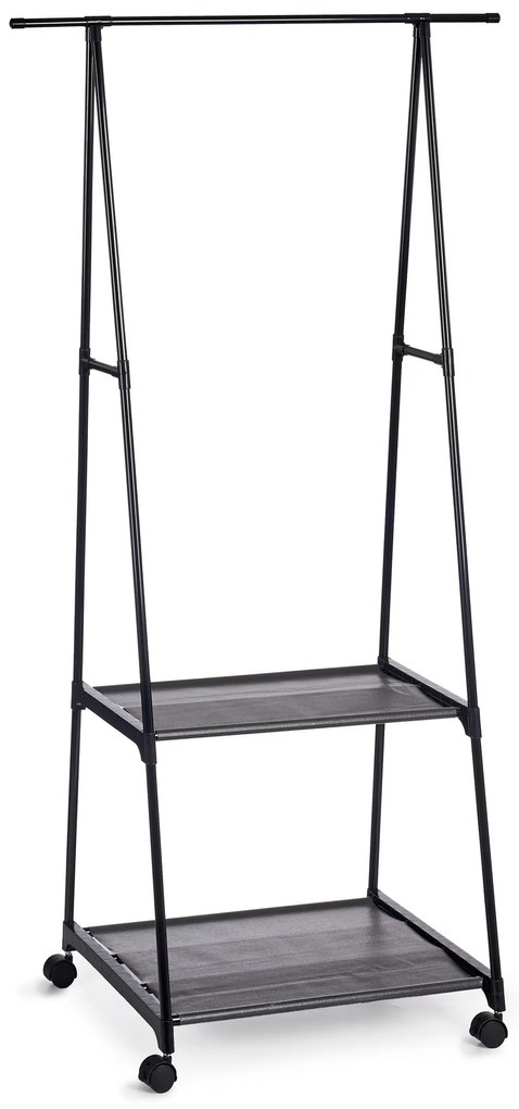 Wieszak na kółkach z dwiema półkami, 55 - 85 x 45 x 157 cm