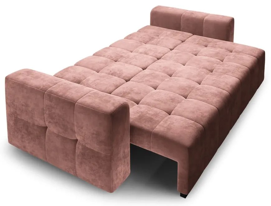 Różowa aksamitna rozkładana sofa Milo Casa Luca