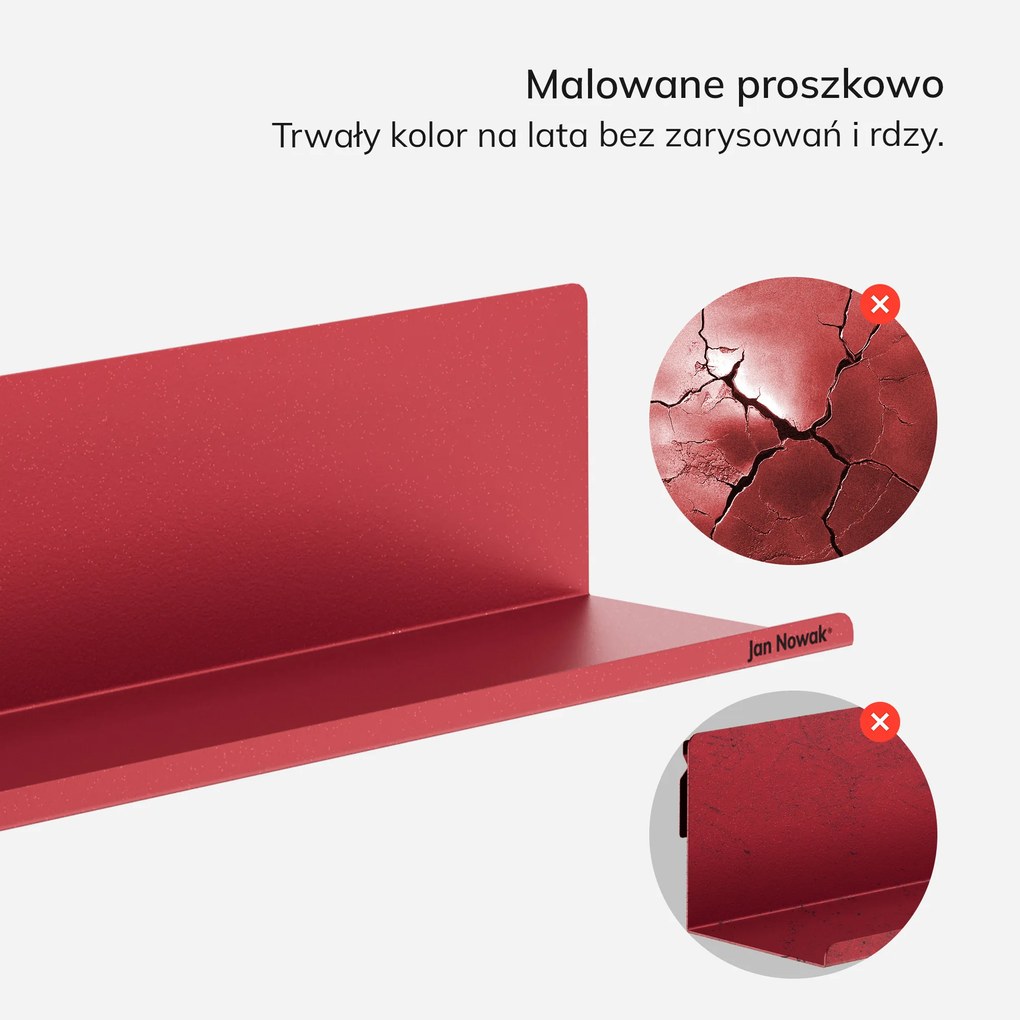 Półka wisząca JOANNE 400 mm, Modern: czerwona