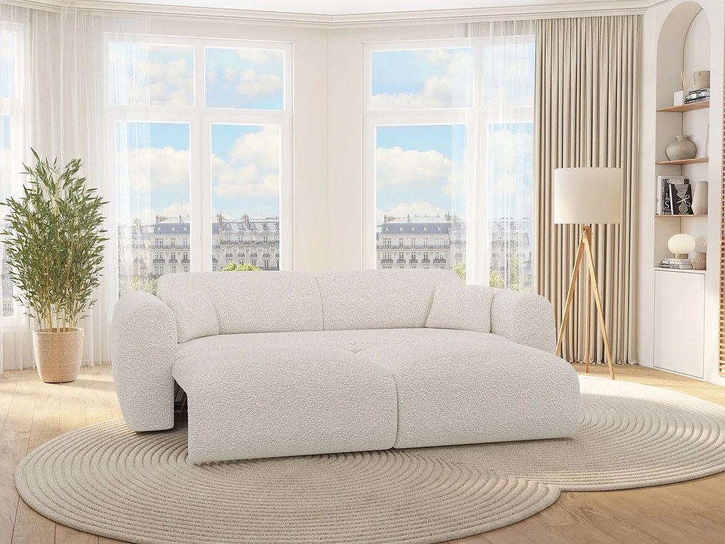 Kanapa 4-osobowa rozkładana z białej bukli - POGNI marki Maison Céphy