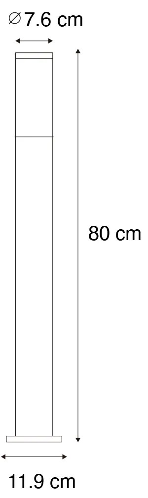Nowoczesna czarna lampa zewnętrzna na słupie 80 cm IP44 - Rox