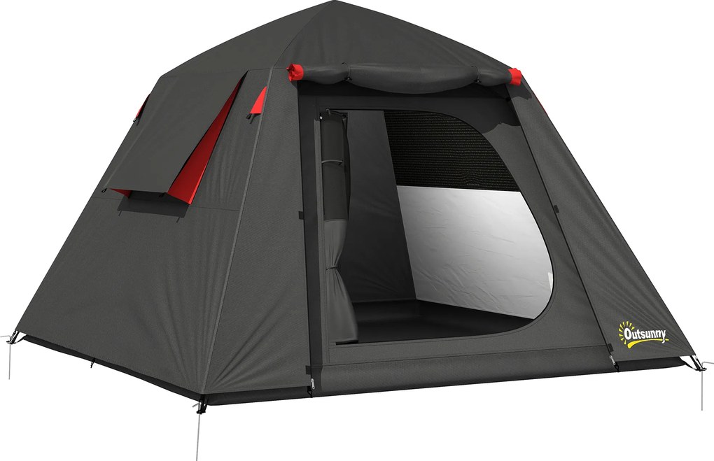 Outsunny Namiot campingowy dla 2 osób, wodoodporny 3000 mm i wiatroodporny, namiot kopułowy z 2 drzwiami, 2 oknami z siatką, 2 bocznymi oknami, torbą transportową | Aosom PL
