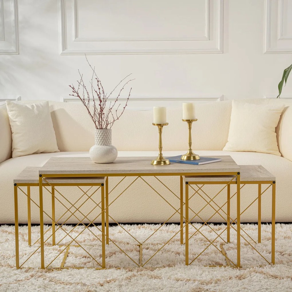 Stolik konferencyjny Defne Gold Travertine