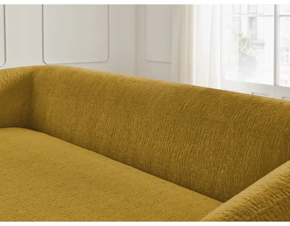 Musztardowa rozkładana sofa z tkaniny szenilowej 228 cm Neyo – Bobochic Paris