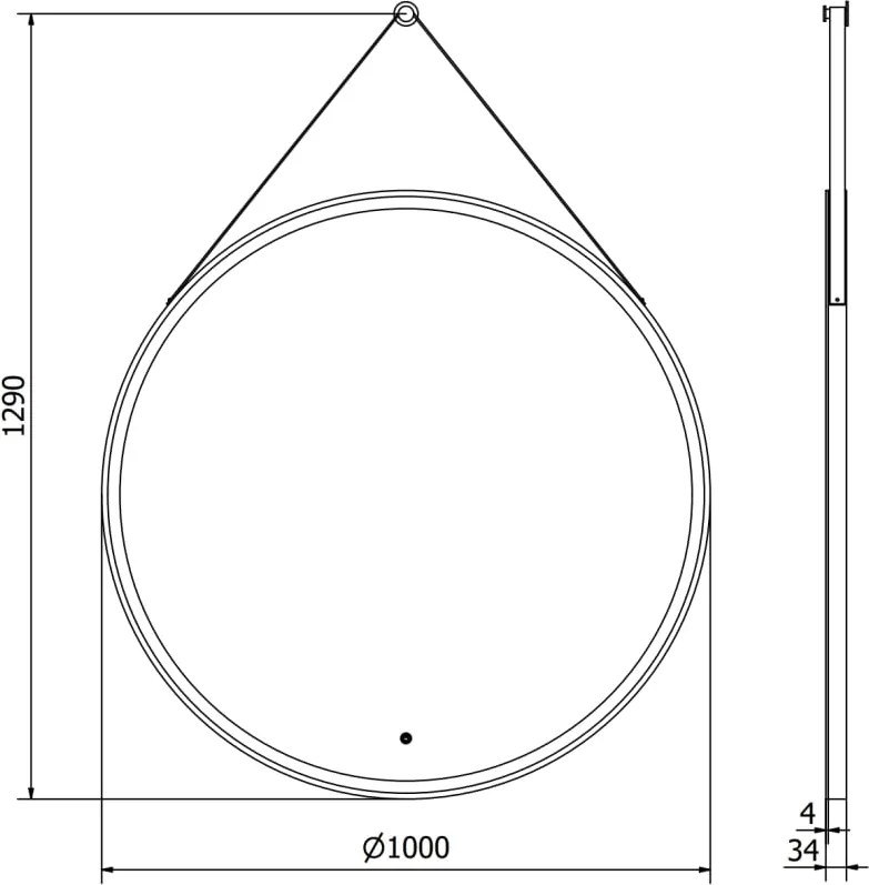 Mexen Reni lustro łazienkowe podświetlane, okrągłe 100 cm, LED 6000K, antypara, rama czarna - 9812-100-100-611-70