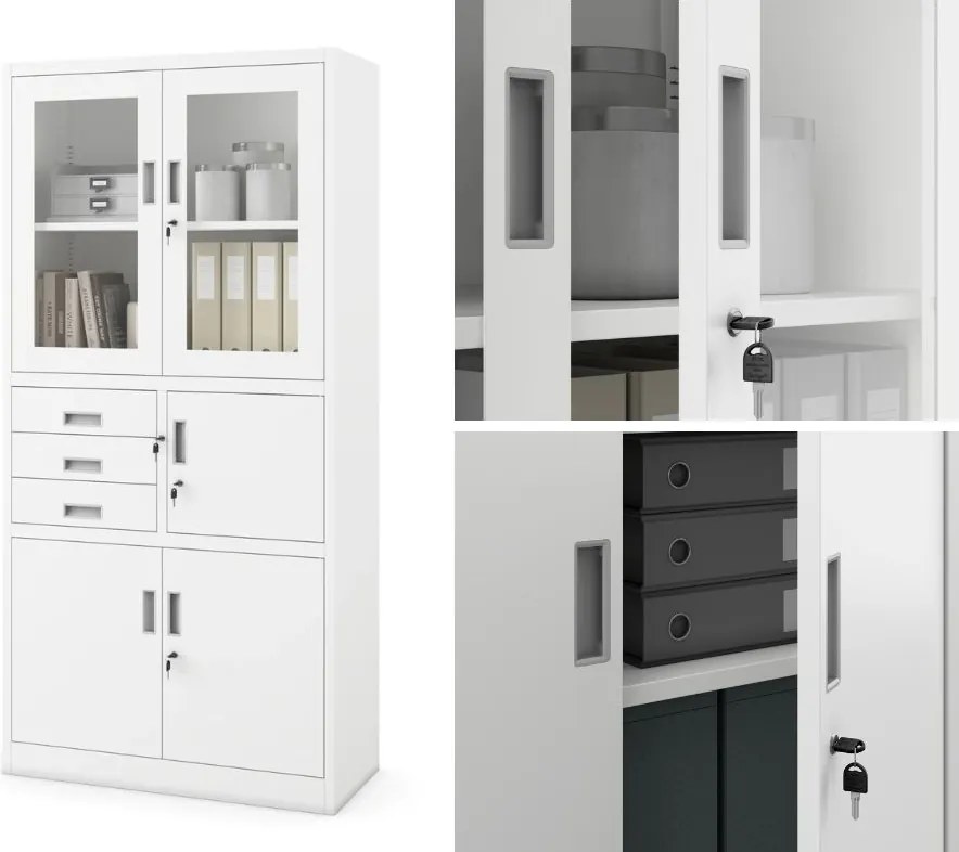 Biurowa szafa aktowa z sejfem Filip 90x40x185 cm biała