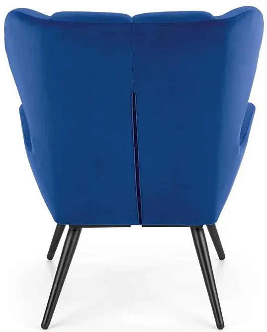 Granatowy pikowany fotel uszak T9-L77