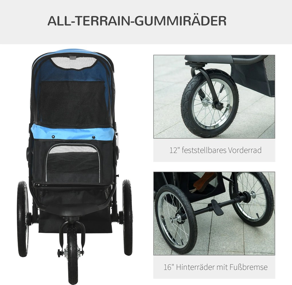 Outsunny Wózek dla Psa Składany z Reflektorami dla Małych Psów | Aosom PL