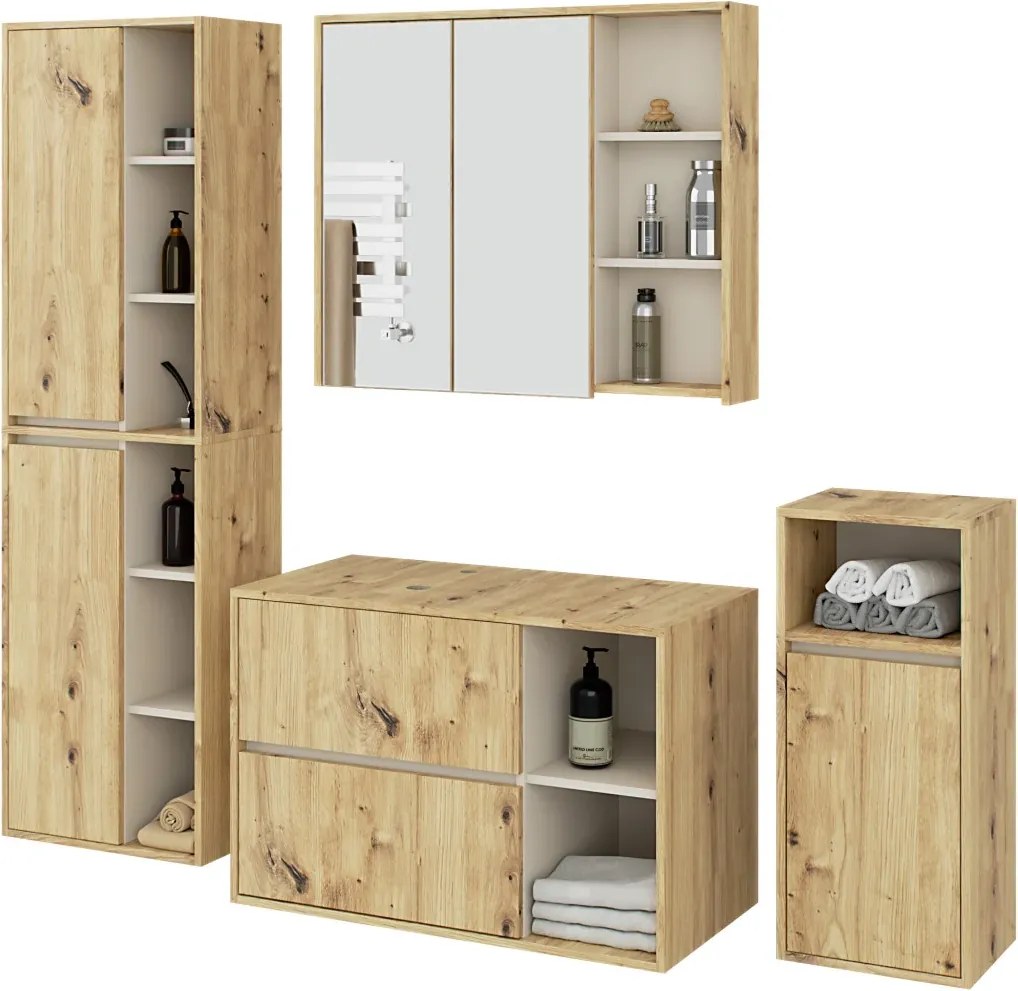 Łazienkowy zestaw mebli dąb artisan + kaszmir S2-E11