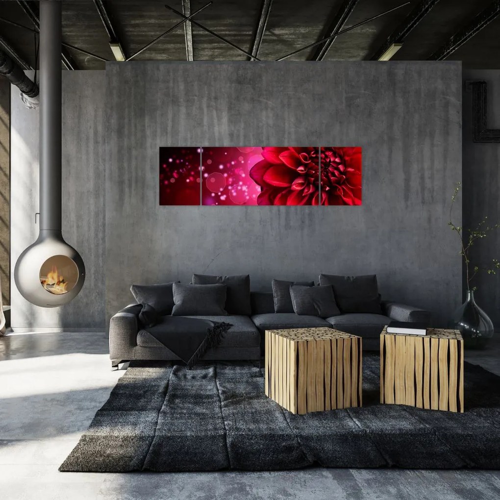 Obraz czerwonego kwiatu (170x50 cm)
