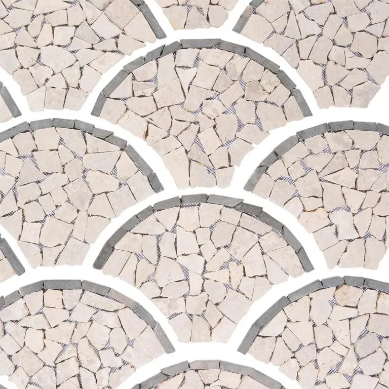 Mozaika z naturalnego kamienia, wachlarz, beż 0,98 m².