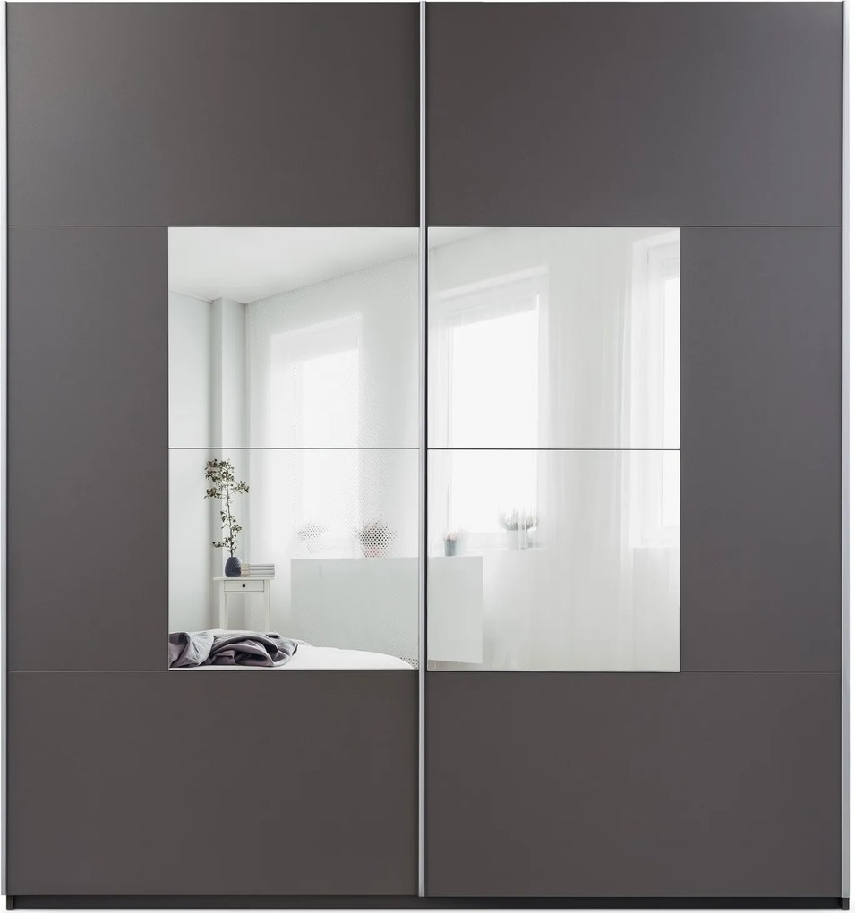 Szafa Przesuwna DIANA 203 cm z Lustrem Szafa Dwudrzwiowa Grafit